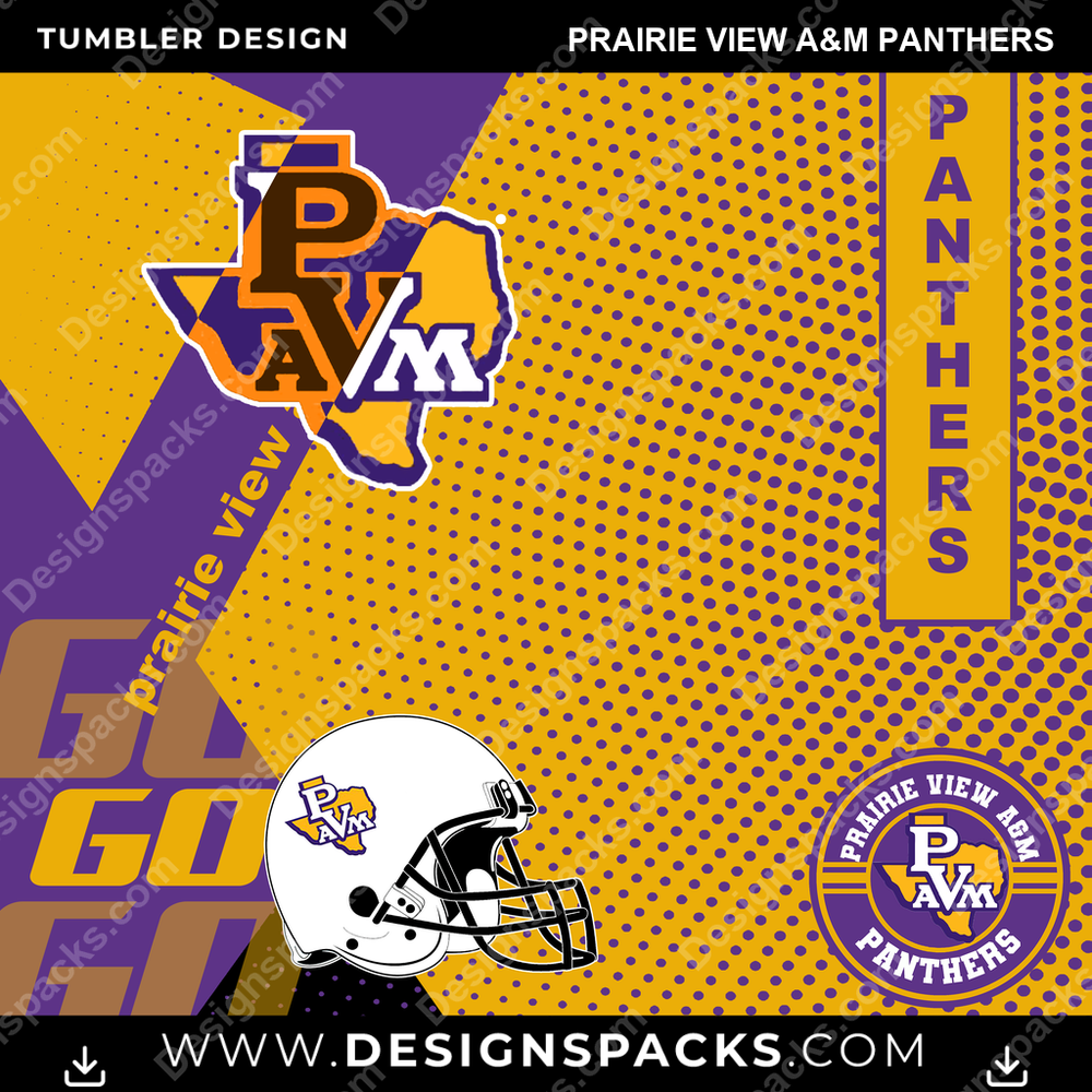 College Sport GO Prairie View A&M Panthers NCAA College Sport Tumbler Digital Wrap Design Download