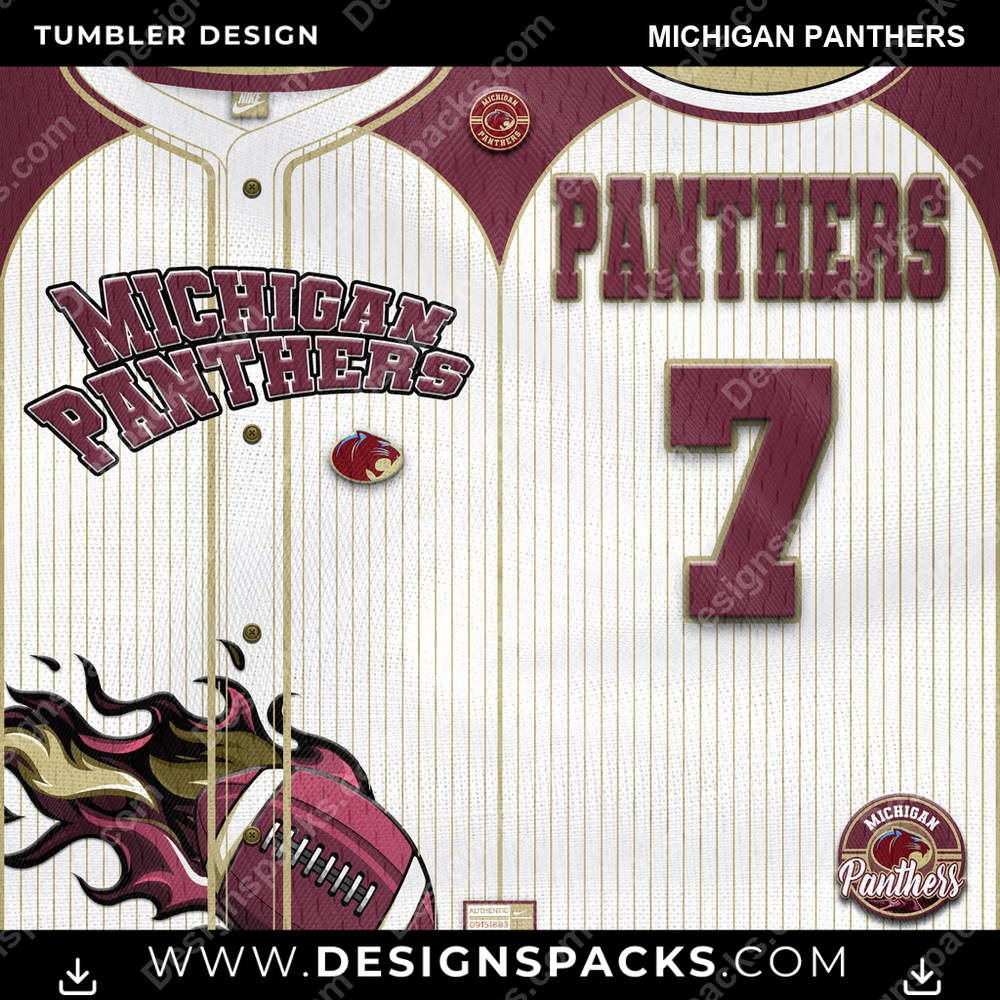 Canada Football Team Button-Up Jersey Michigan Panthers CFL Canada Tumbler Digital Wrap Design Download