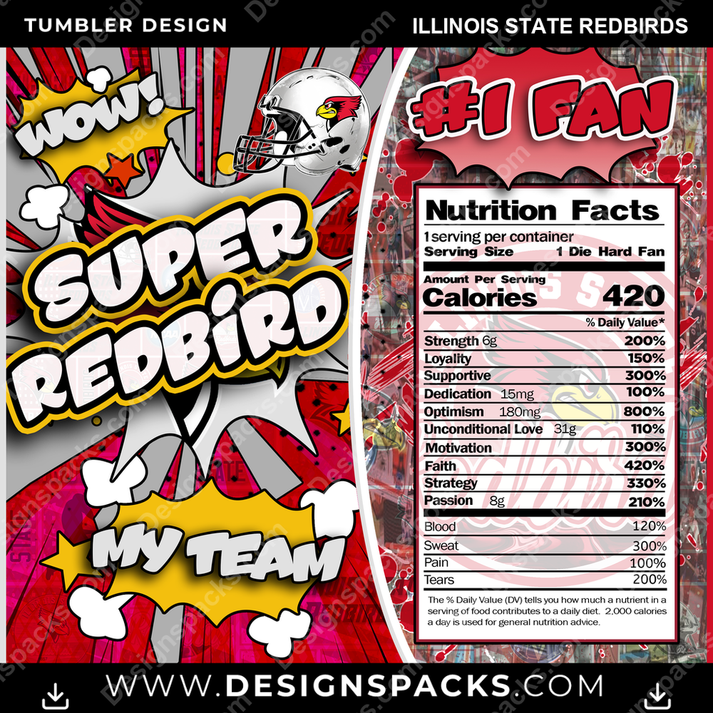 College Sport Super Team Illinois State Redbirds NCAA College Sport Tumbler Digital Wrap Design Download