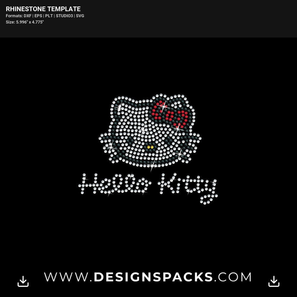 Small Hello Kitty Sign Face Rhinestone Digital Template