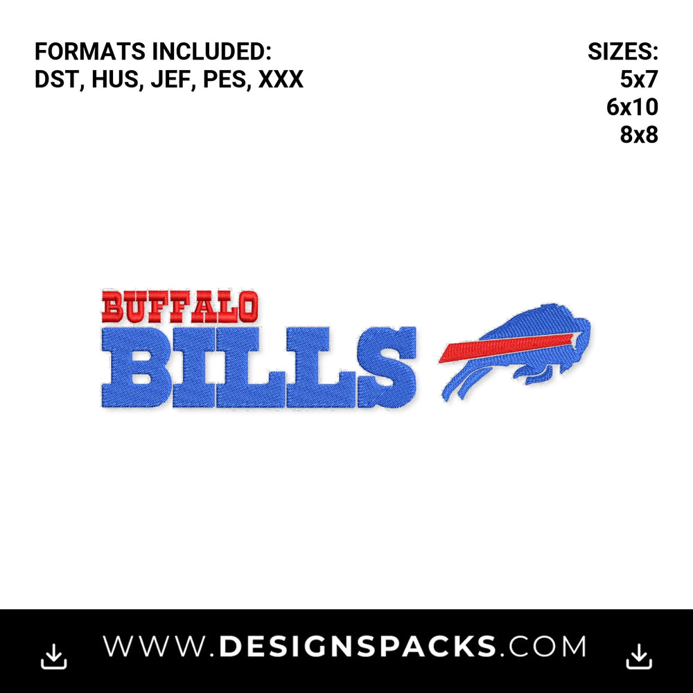 Buffalo Bills Football Team Logo Pattern Embroidery Design - Instant digital download pattern at Designspacks.com