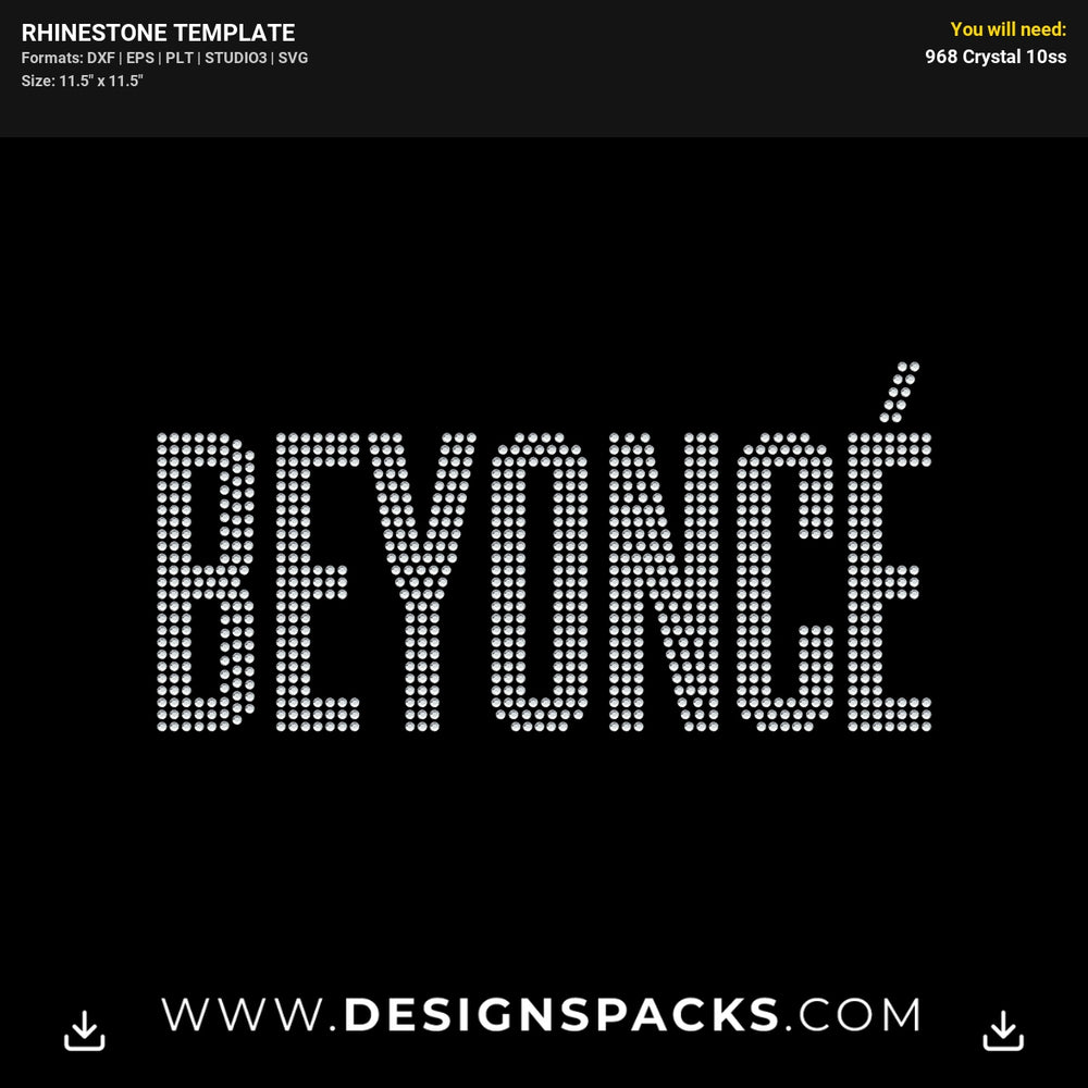 Beyonce Name Music Queen Diva Design Rhinestone Digital Template