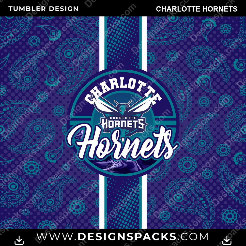 Basketball Handkerchief Charlotte Hornets Tumbler Digital Wrap Design