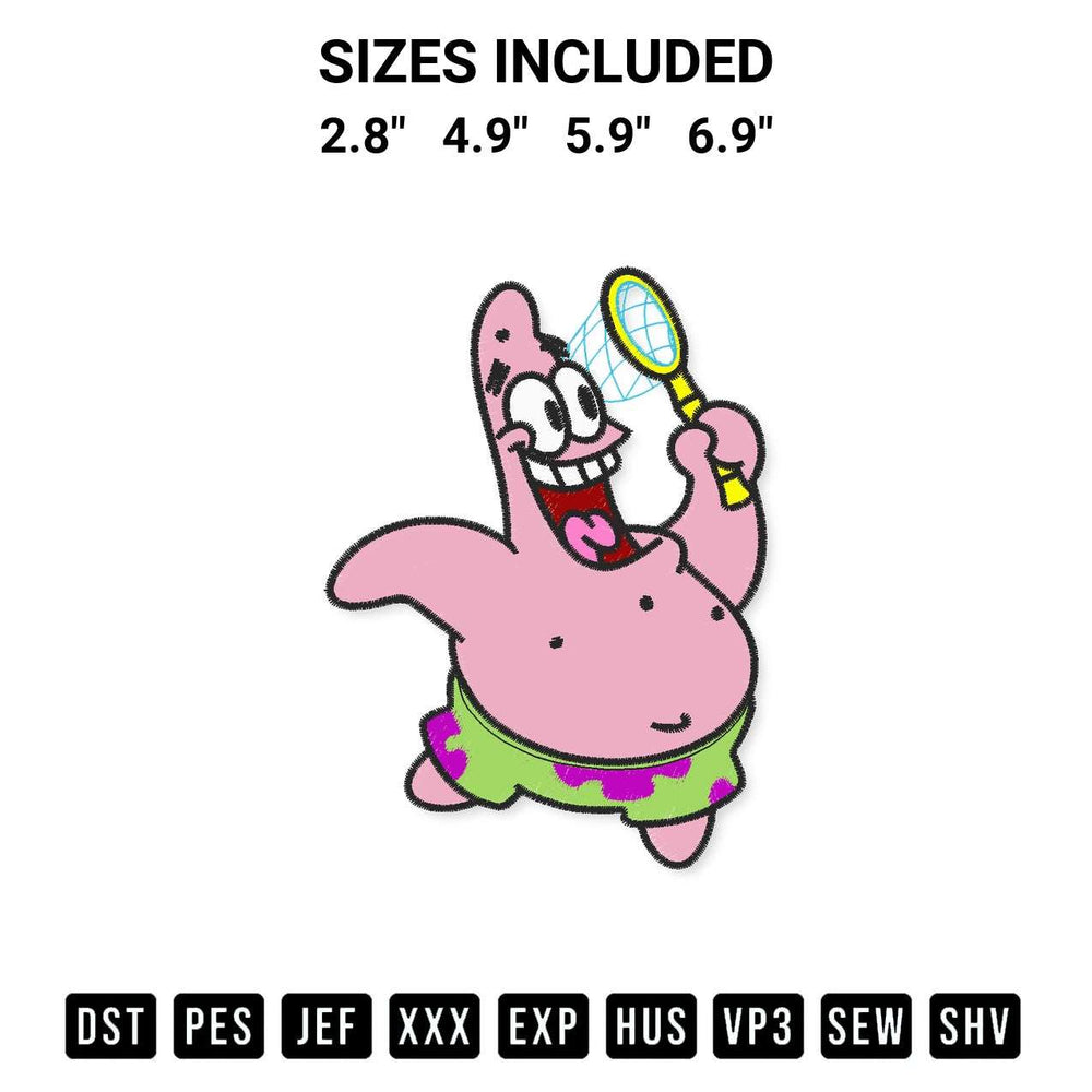 Get the Patrick Star Spongebob Funny Embroidery Design embroidery design for your custom crafts! Premium digitized files available for instant download at Designspacks.com. Available sizes: 2.8", 4.9", 5.9", 6.9".