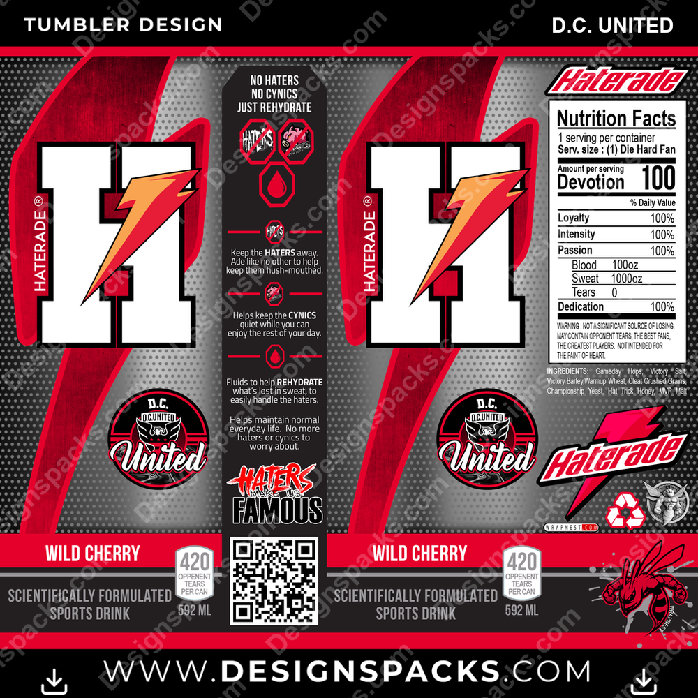 Soccer Haterade D.C. United Tumbler Digital Wrap Design