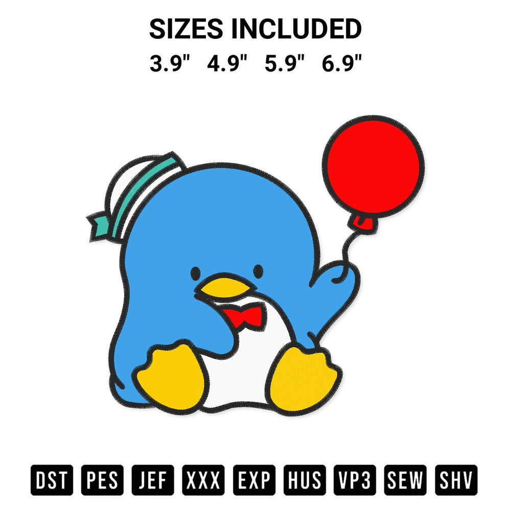 Discover the perfect addition to your crafting collection: Tuxedo Sam And Balloon Embroidery Design embroidery file. Instantly available at Designspacks.com. Available sizes: 3.9", 4.9", 5.9", 6.9".