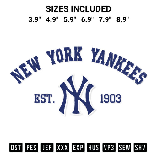 Discover the perfect addition to your crafting collection: New York Yankees Est 1903 Embroidery Design embroidery file. Instantly available at Designspacks.com. Available sizes: 3.9