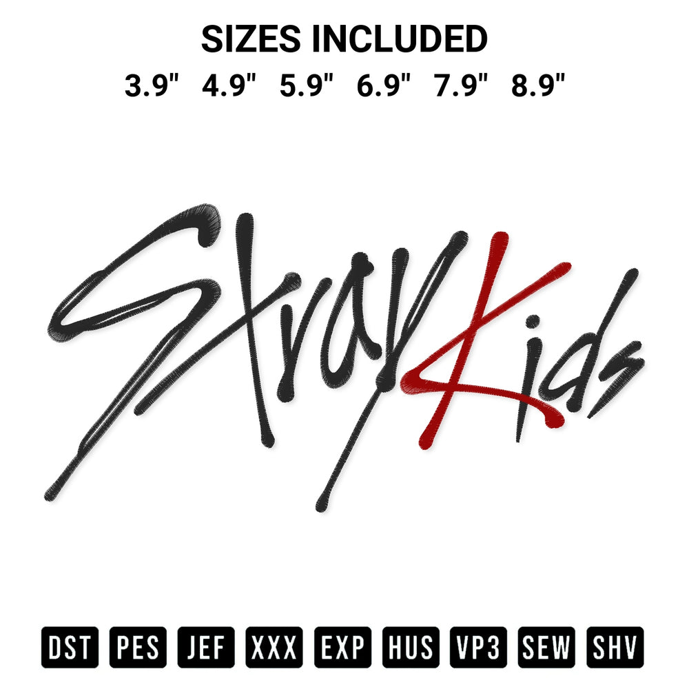 Discover the perfect addition to your crafting collection: Stray Kids Logo Embroidery Design embroidery file. Instantly available at Designspacks.com. Available sizes: 3.9", 4.9", 5.9", 6.9", 7.9", 8.9".