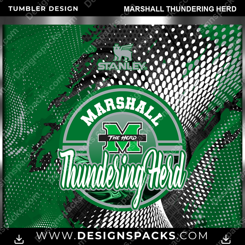 College Sport Stanley Marshall Thundering Herd Tumbler Digital Wrap Design