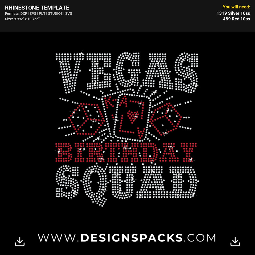 Vegas Birthday Squad Party Crew Rhinestone Digital Template