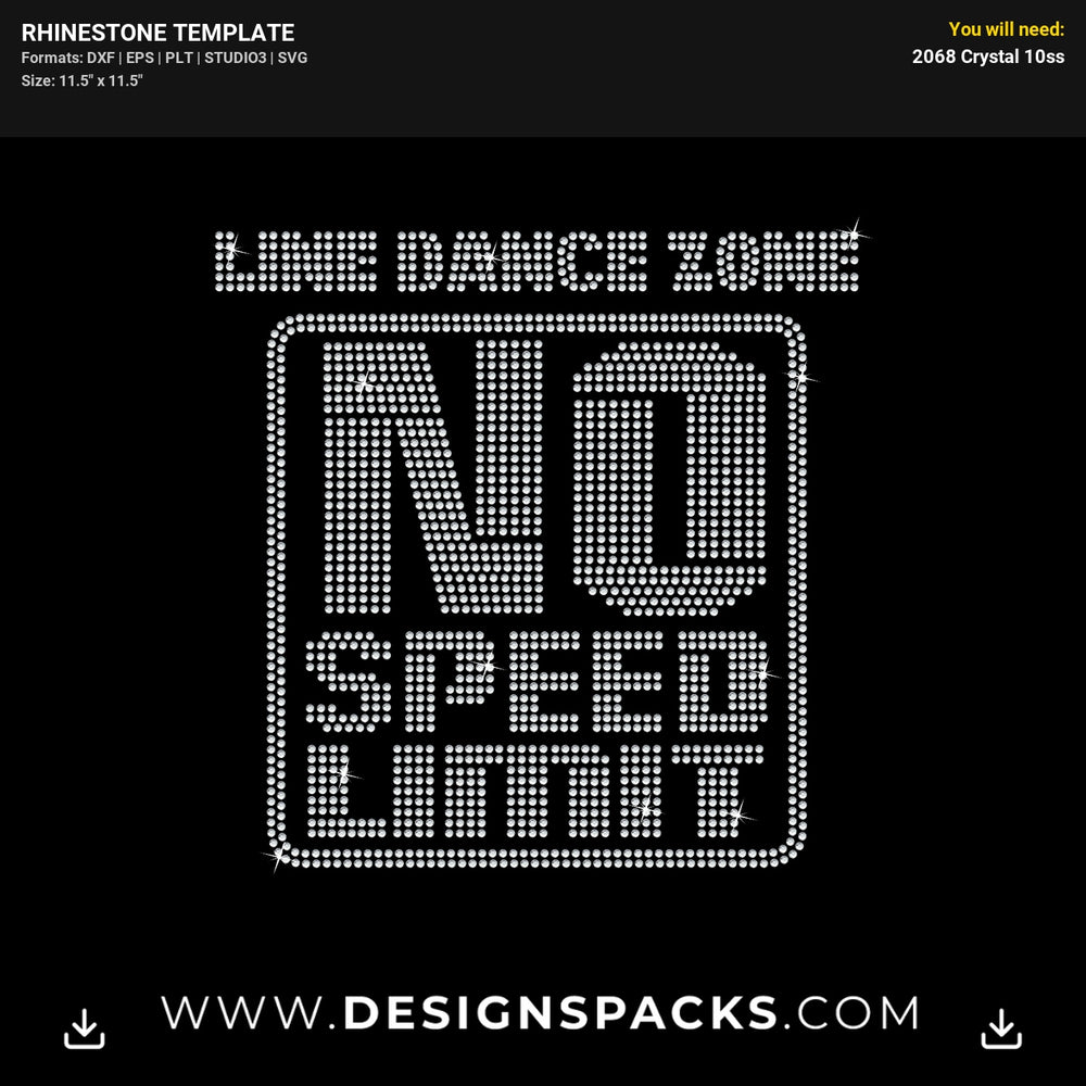 No Speed Limit Rhinestone Digital Template