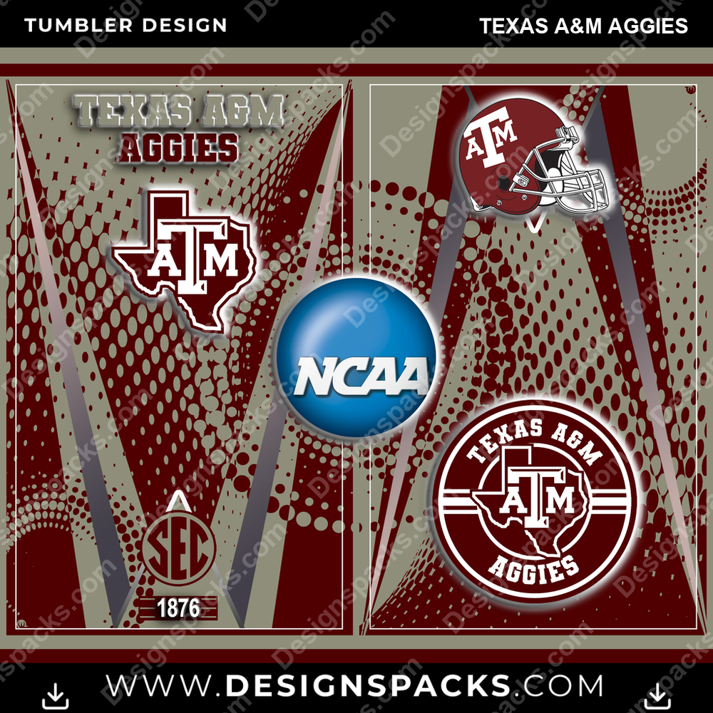 College Sport Team Logo Texas A&M Aggies NCAA College Sport Tumbler Digital Wrap Design Download