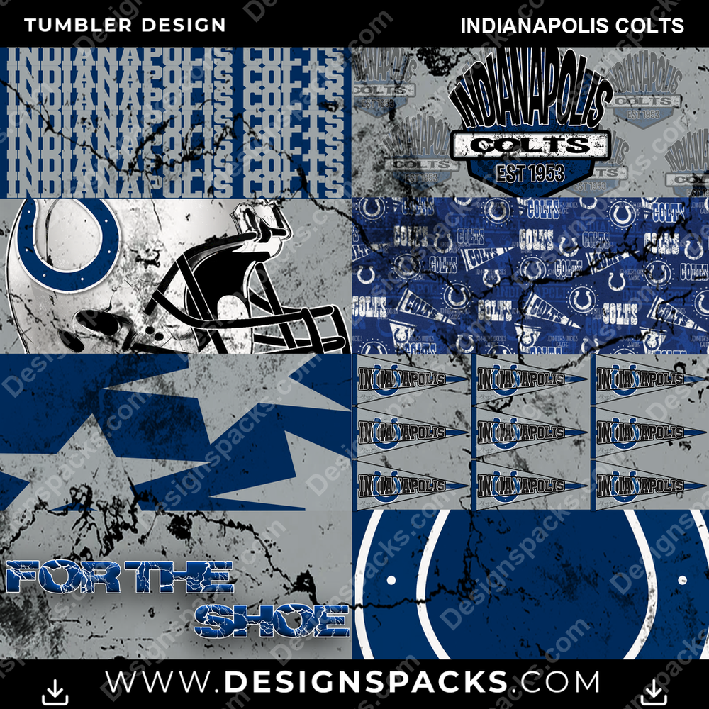 Football Distressed BG Indianapolis Colts NFL Football Tumbler Digital Wrap Design Download