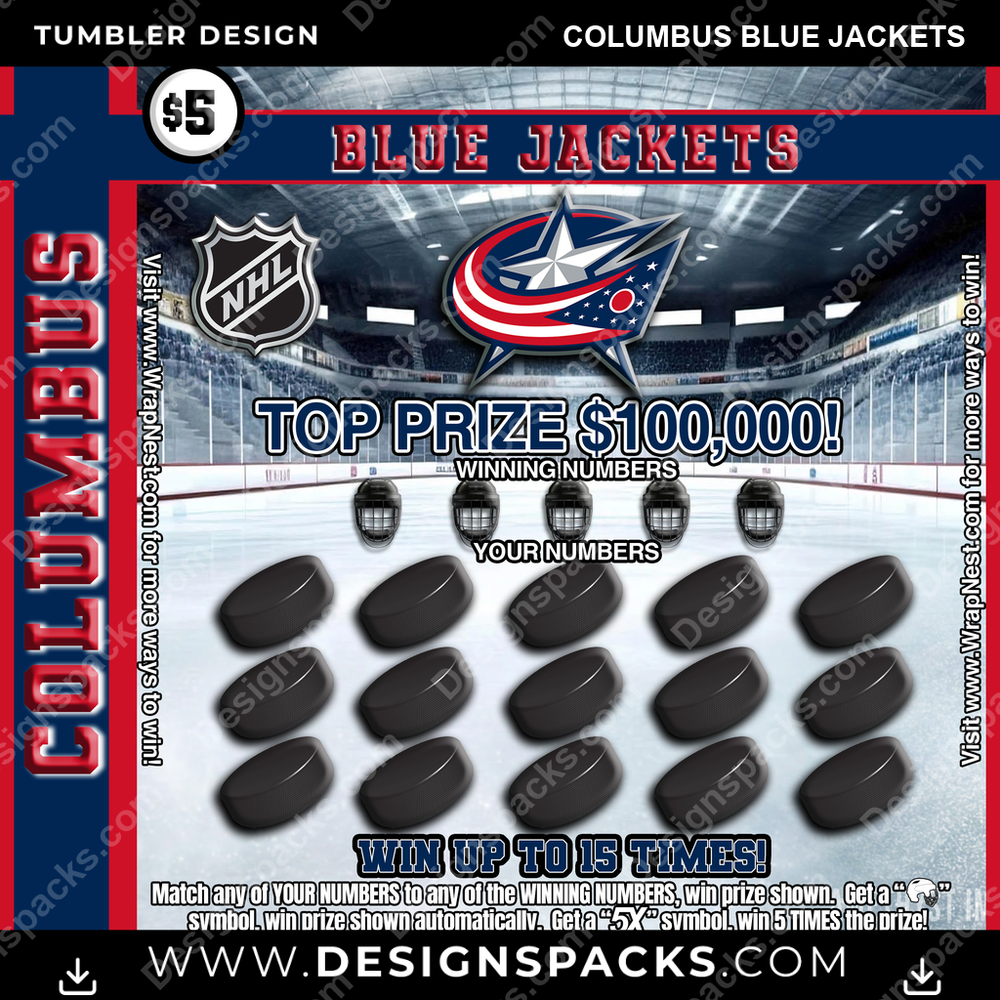 Ice Hockey Lottery Ticket Columbus Blue Jackets NHL Hockey Tumbler Digital Wrap Design Download