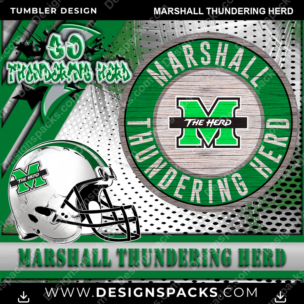 College Sport Go Team 2 Marshall Thundering Herd Tumbler Digital Wrap Design