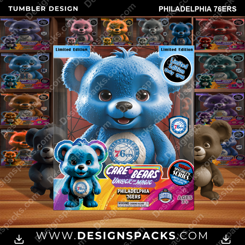 Basketball Care Bear Box Philadelphia 76ers NBA Basketball Tumbler Digital Wrap Design Download