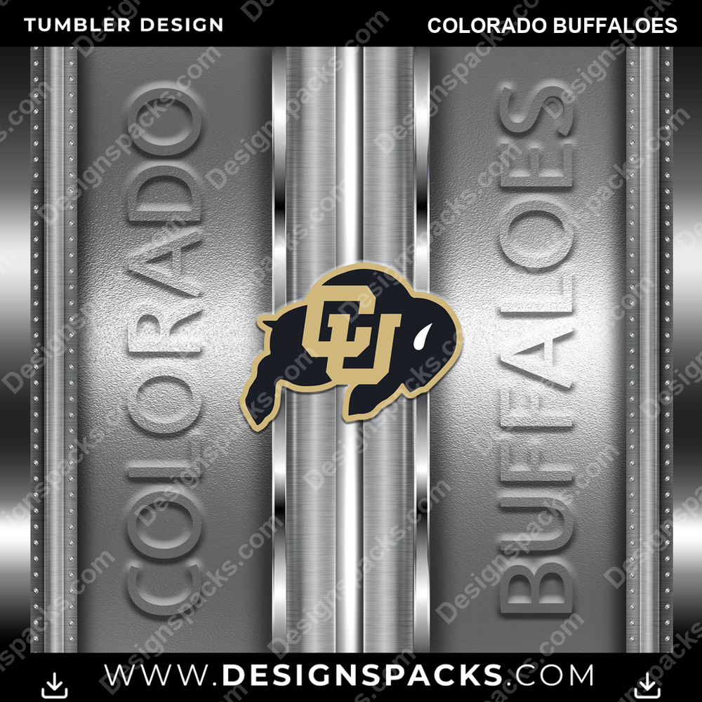 College Sport Metallic Colorado Buffaloes NCAA College Sport Tumbler Digital Wrap Design Download