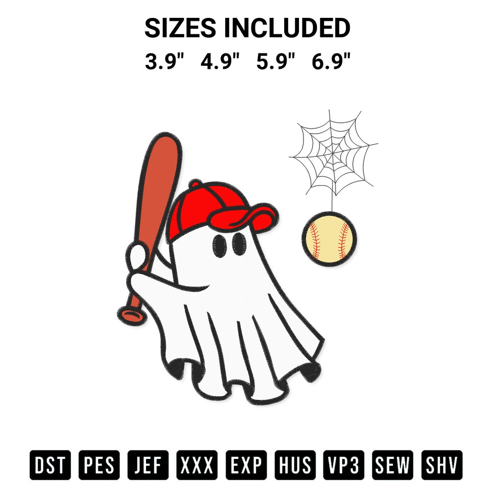Discover the perfect addition to your crafting collection: Halloween Ghost Boys Baseball Player Embroidery Design embroidery file. Instantly available at Designspacks.com. Available sizes: 3.9", 4.9", 5.9", 6.9".