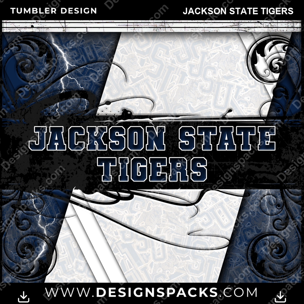 College Sport Elegant Jackson State Tigers Tumbler Digital Wrap Design