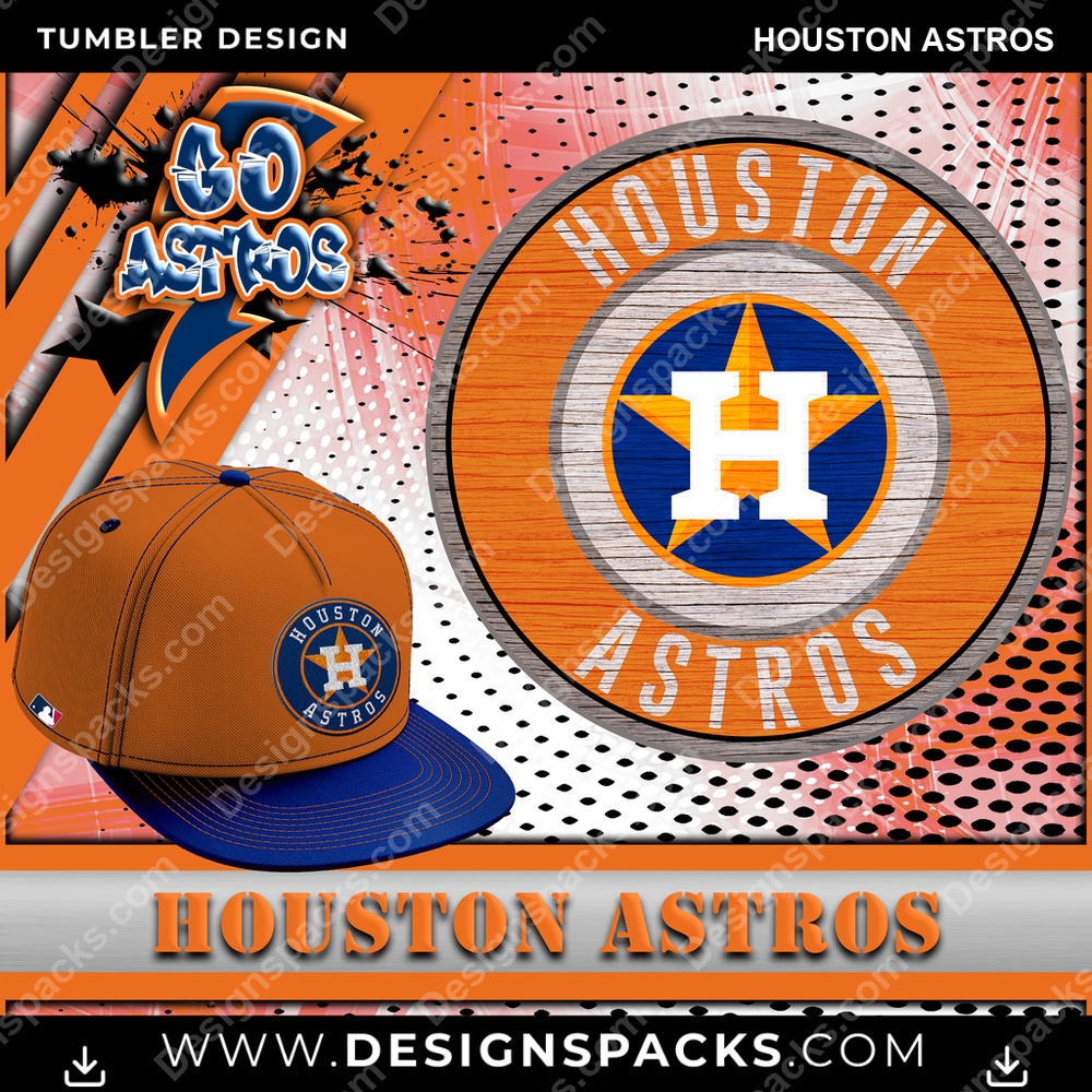 Baseball Go Team Houston Astros Tumbler Digital Wrap Design
