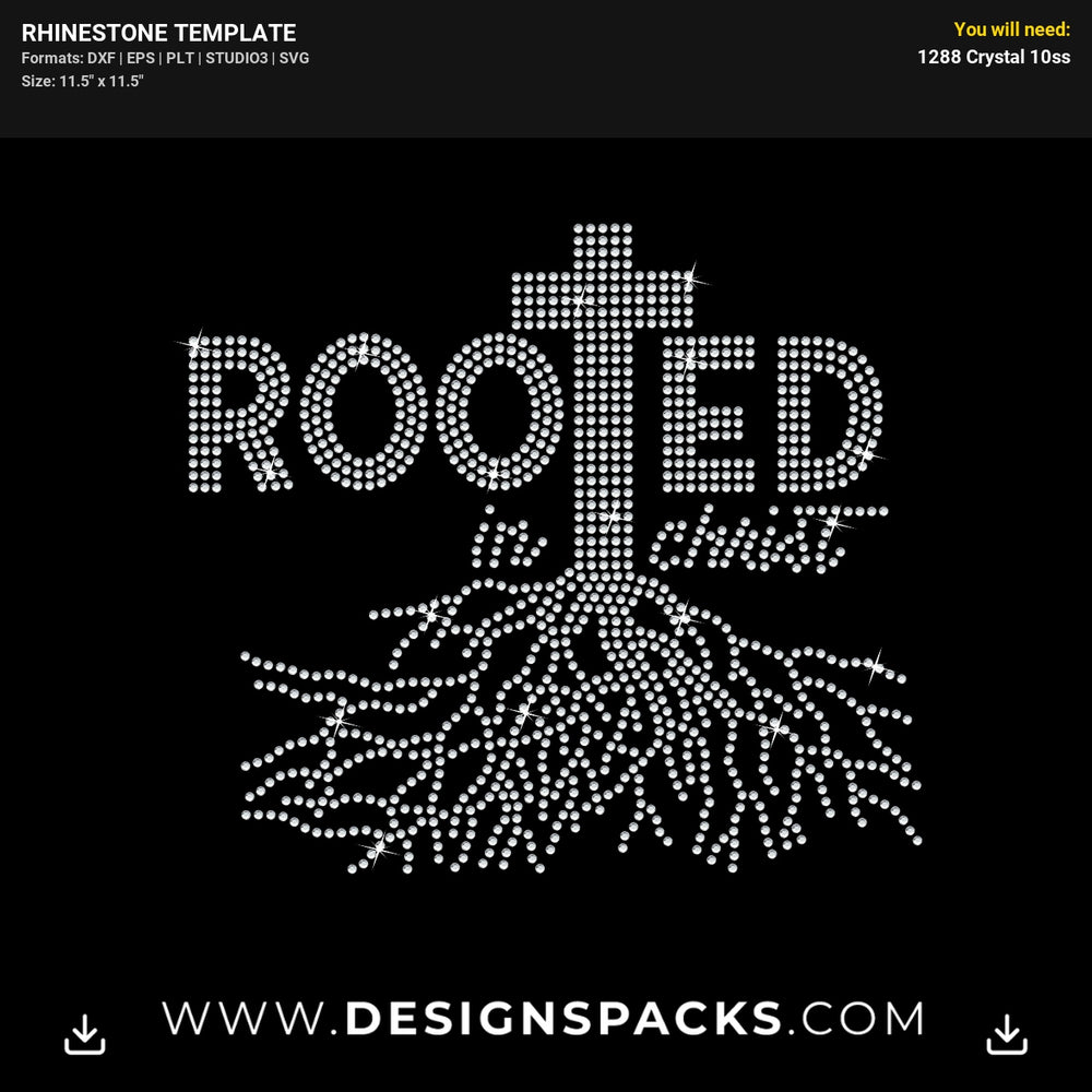 Rooted In Christ Tree Root Rhinestone Digital Template