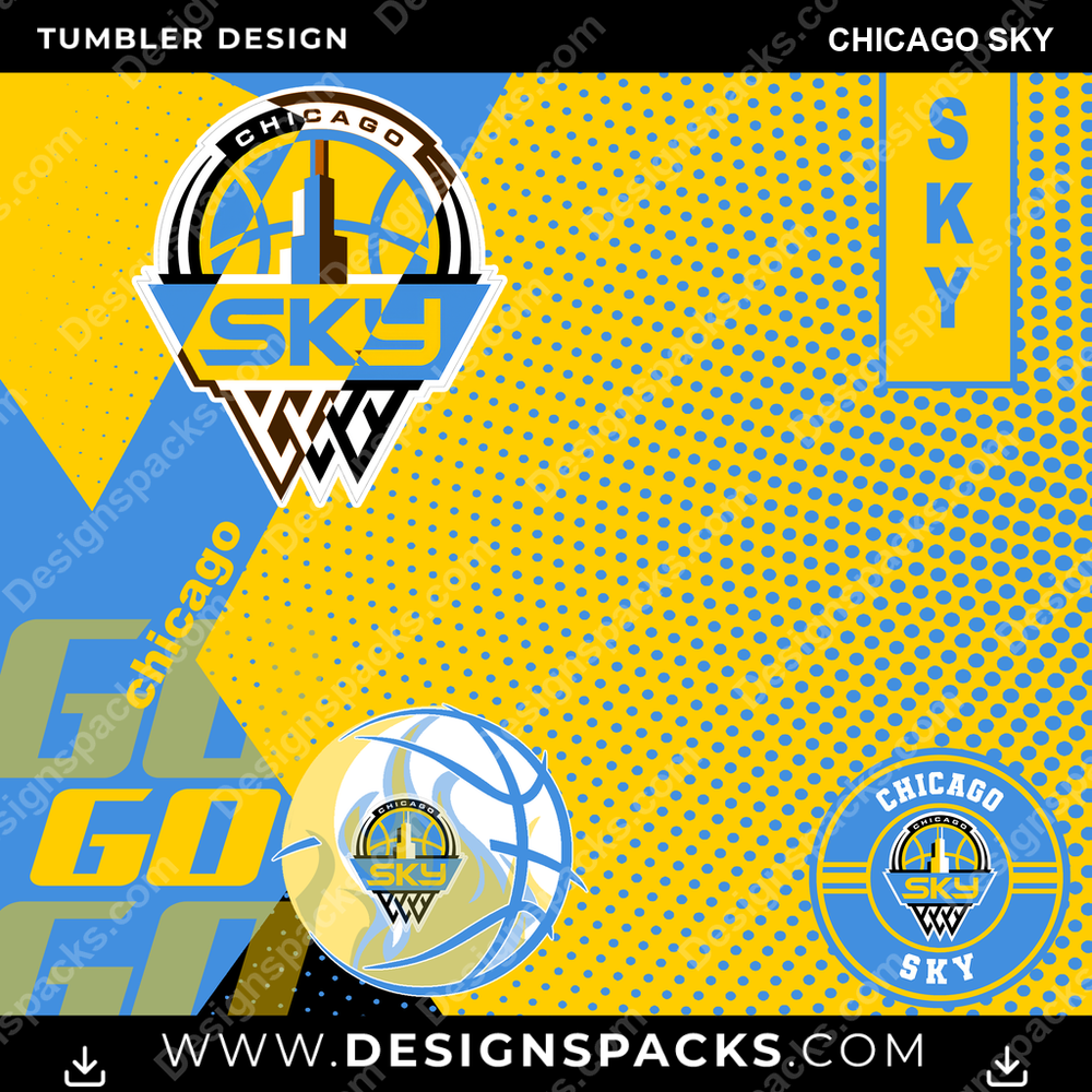 Basketball GO Chicago Sky Tumbler Digital Wrap Design