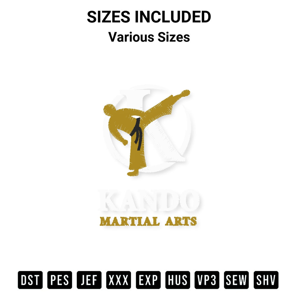 Create amazing crafts with the Kando Martial Arts Embroidery Design embroidery file. High-quality digital download from Designspacks.com, perfect for beginners and pros. Available sizes: Various Sizes.