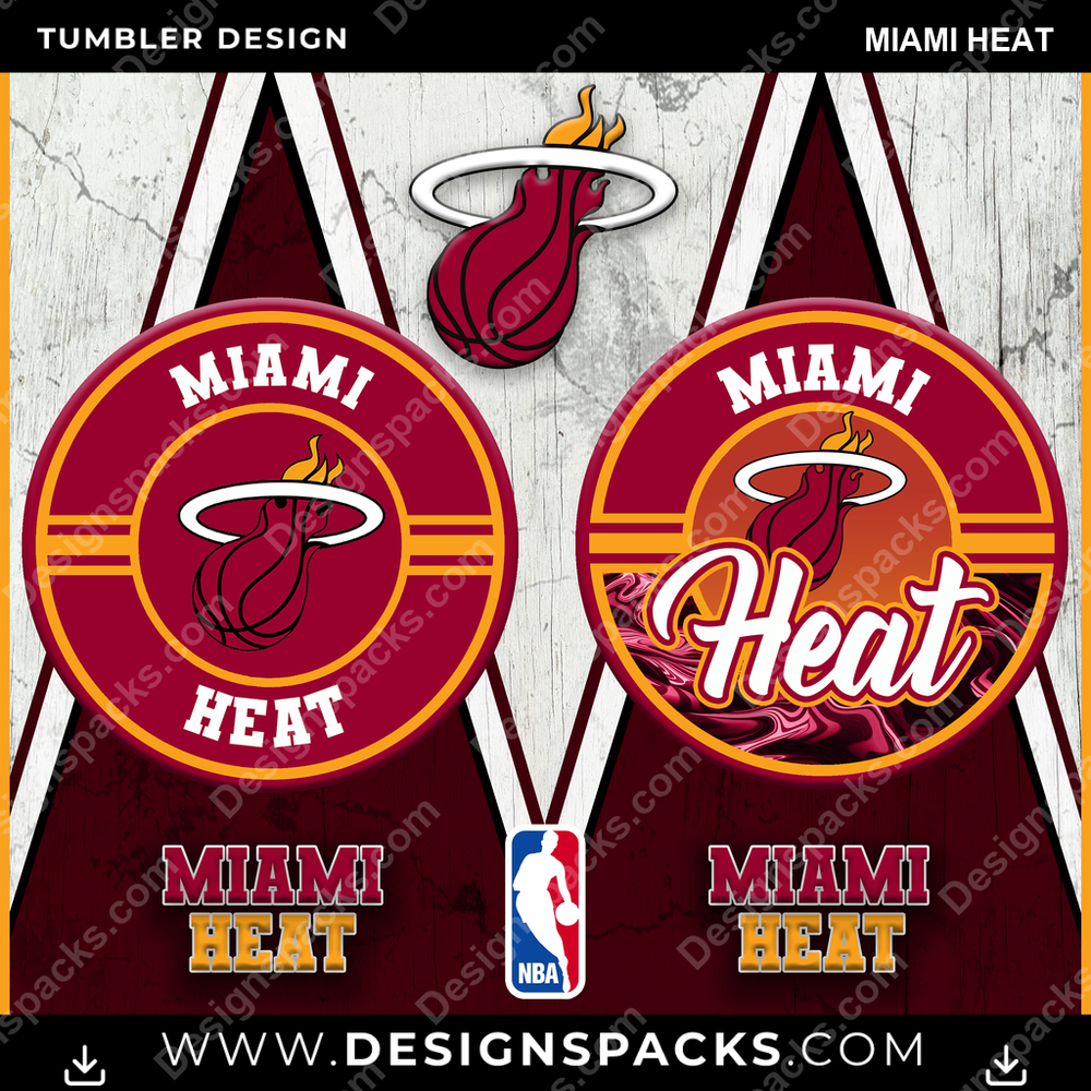 Basketball Sports Miami Heat Tumbler Digital Wrap Design