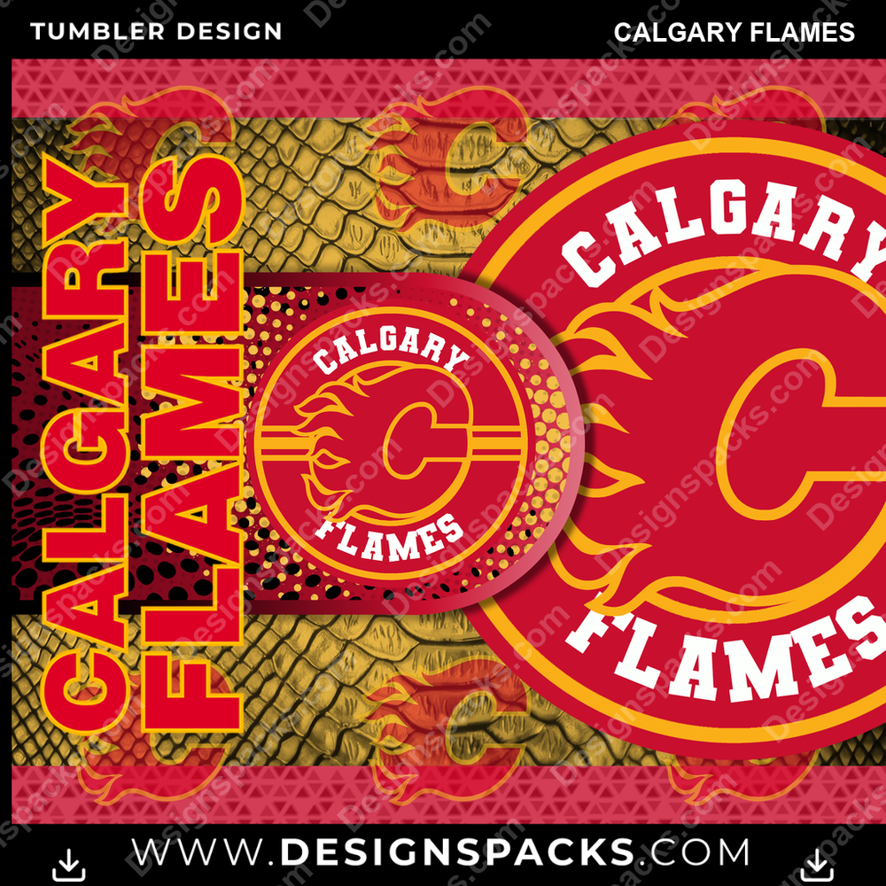 Hockey Hyper Calgary Flames Tumbler Digital Wrap Design