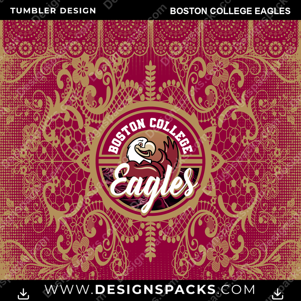 College Sport Lace & Logo Boston College Eagles NCAA College Sport Tumbler Digital Wrap Design Download