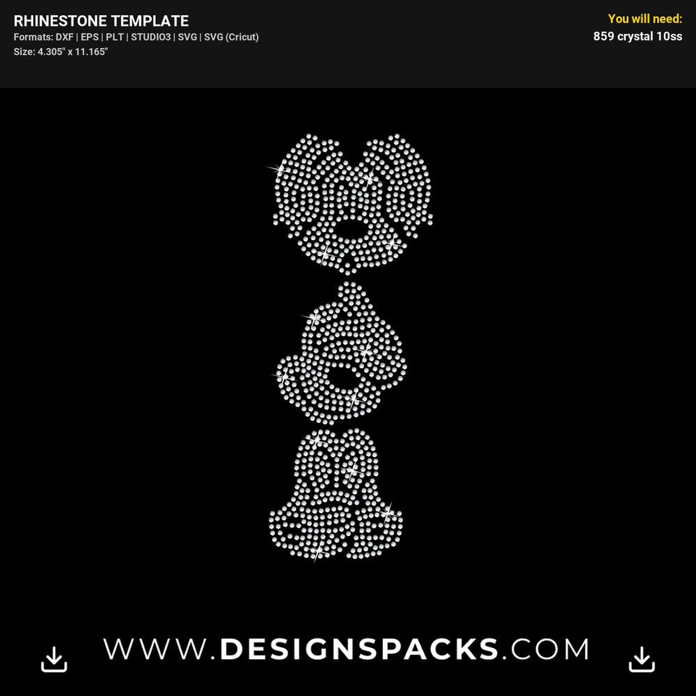 Mickey Silhouette3 Rhinestone Digital Template
