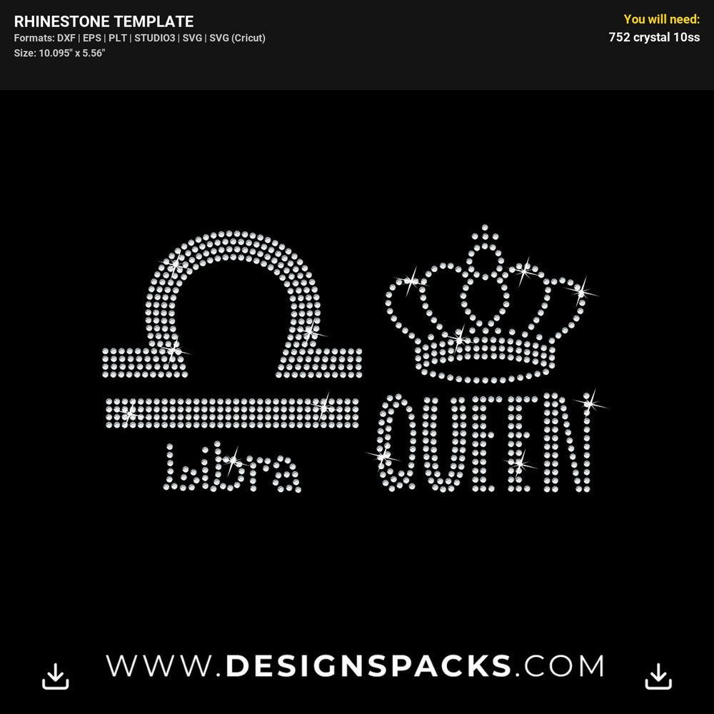Libra Queen Rhinestone Digital Template