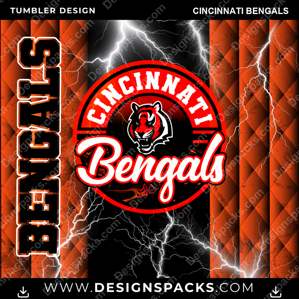 Football Diamond Cincinnati Bengals NFL Football Tumbler Digital Wrap Design Download