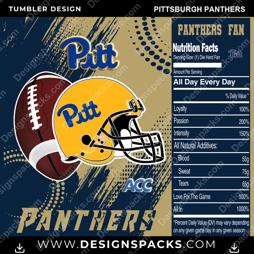 College Sport Team Fan CFB Pittsburgh Panthers NCAA College Sport Tumbler Digital Wrap Design Download