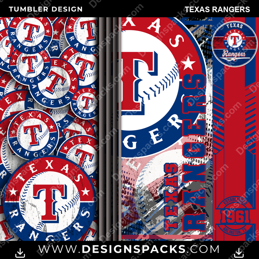Baseball Sports Texas Rangers Tumbler Digital Wrap Design