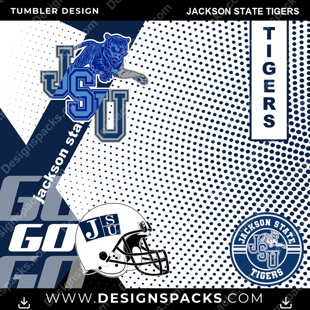 College Sport GO Jackson State Tigers Tumbler Digital Wrap Design