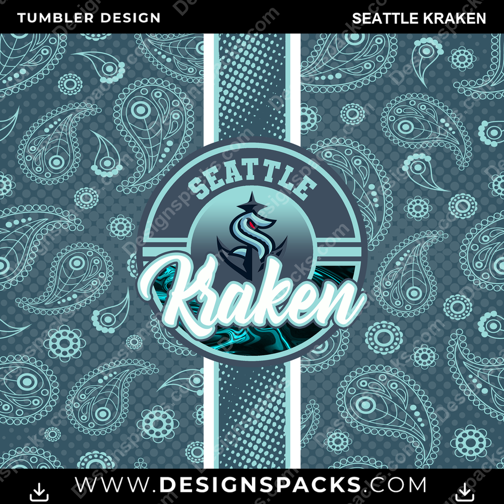 Hockey Handkerchief Seattle Kraken Tumbler Digital Wrap Design