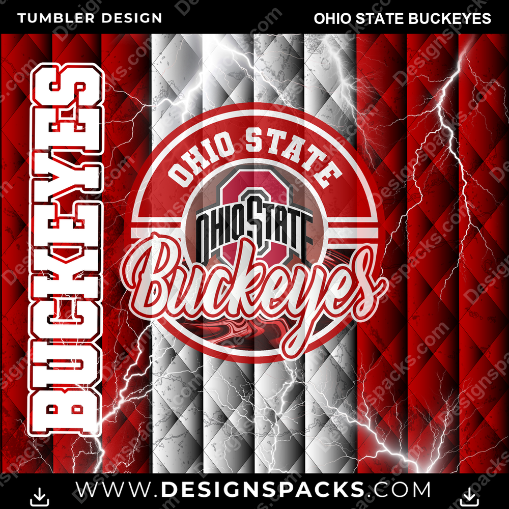 College Sport Diamond Ohio State Buckeyes Tumbler Digital Wrap Design
