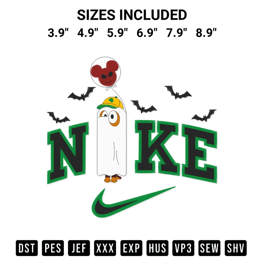 Download the Bluey Snickers Halloween X Nike Embroidery Design machine embroidery design exclusively at Designspacks.com. Premium digitized pattern for apparel and DIY crafts. Available sizes: 3.9", 4.9", 5.9", 6.9", 7.9", 8.9".