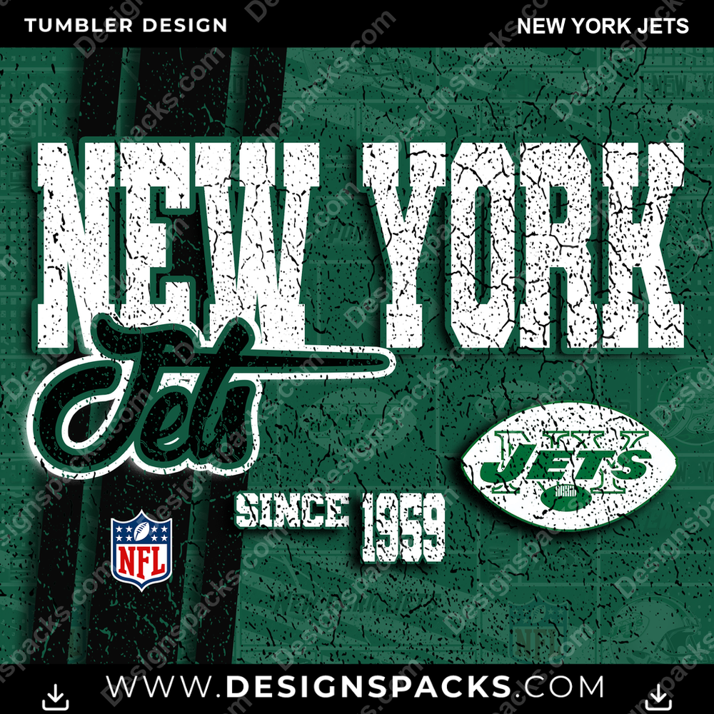 Football Grunge New York Jets Tumbler Digital Wrap Design