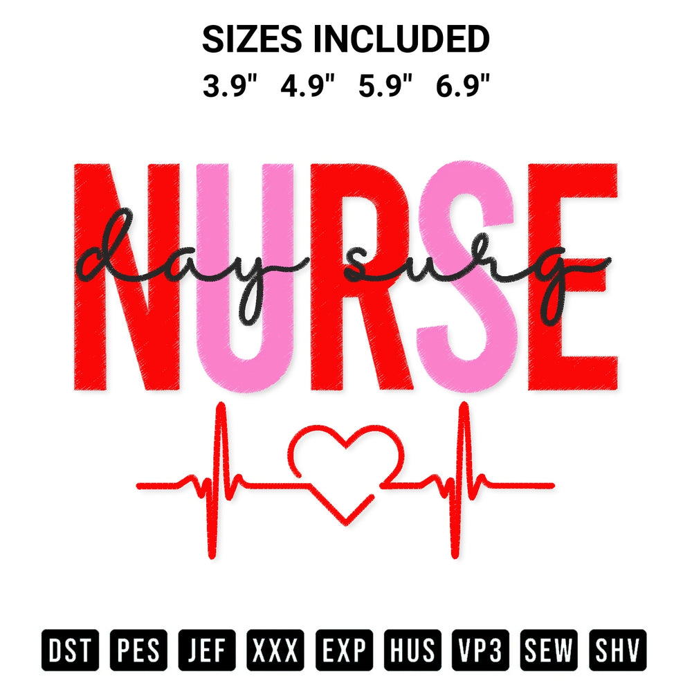 Looking for the perfect pattern? Download the Nurse Day Surg Heartbeat Embroidery Design embroidery design today at Designspacks.com. Crisp, clean stitching guaranteed. Available sizes: 3.9", 4.9", 5.9", 6.9".