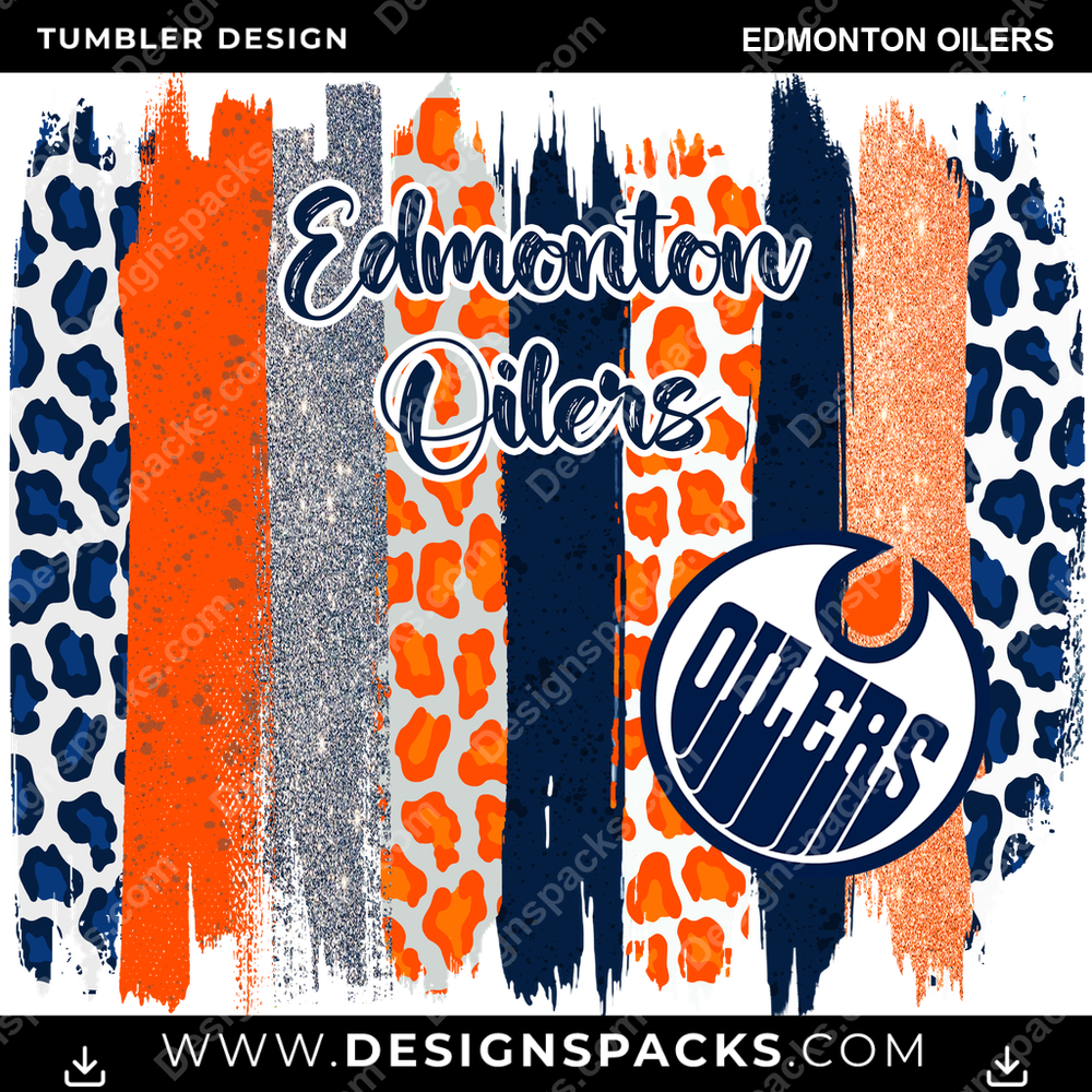 Hockey Brush Strokes Edmonton Oilers NHL Hockey Tumbler Digital Wrap Design Download