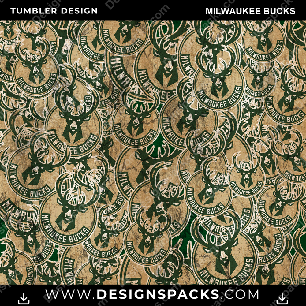 Basketball Logo BG Milwaukee Bucks Tumbler Digital Wrap Design