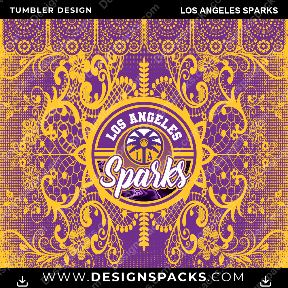 Basketball Lace & Logo Los Angeles Sparks NBA Basketball Tumbler Digital Wrap Design Download