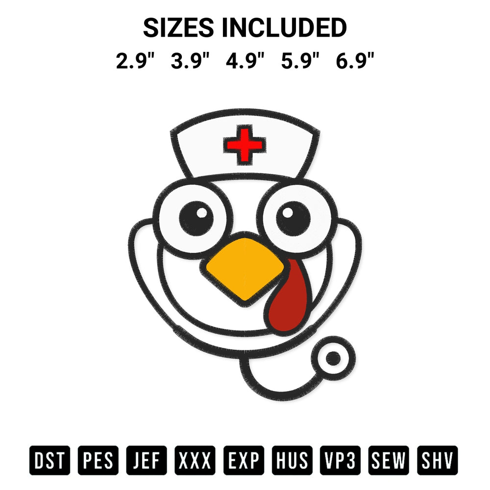 Looking for the perfect pattern? Download the Nurse Chicken Thanksgiving Embroidery Design embroidery design today at Designspacks.com. Crisp, clean stitching guaranteed. Available sizes: 2.9", 3.9", 4.9", 5.9", 6.9".