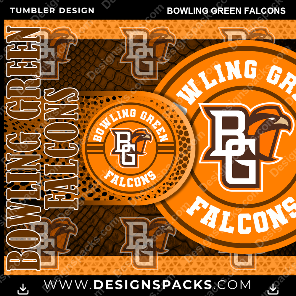 College Sport Hyper Bowling Green Falcons Tumbler Digital Wrap Design