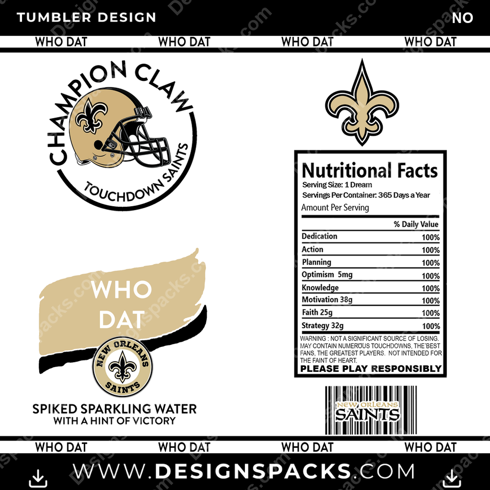 Football White Claw NO Tumbler Digital Wrap Design