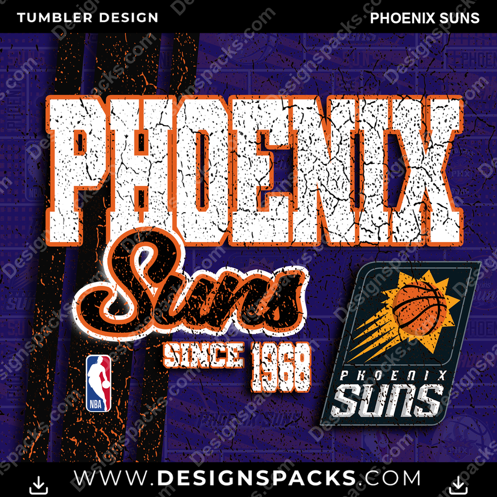 Basketball Grunge Phoenix Suns Tumbler Digital Wrap Design