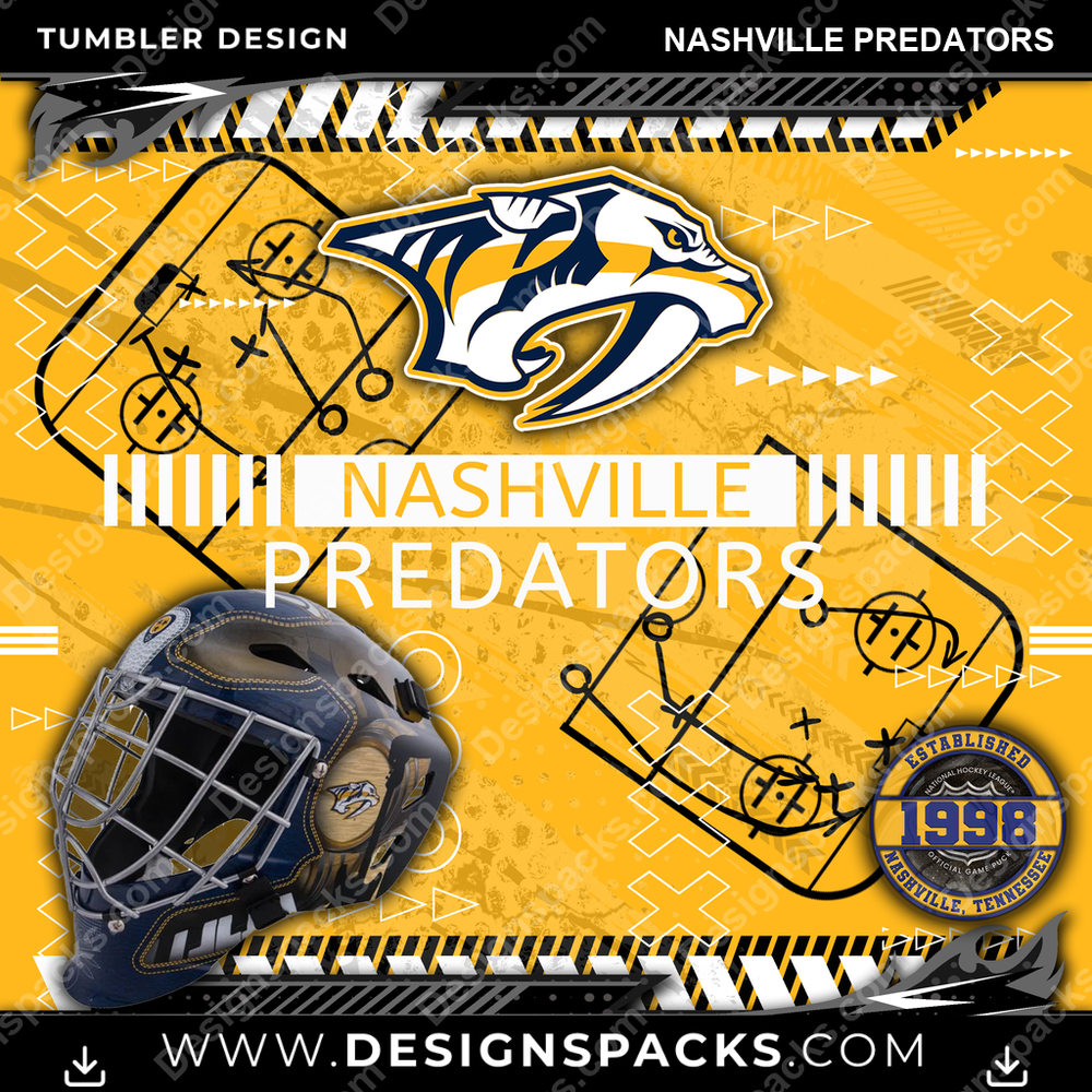 Hockey Xs & Os Nashville Predators Tumbler Digital Wrap Design