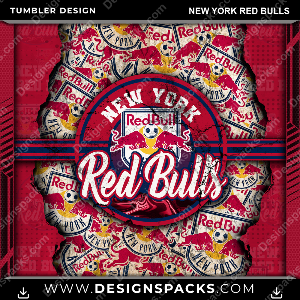 Soccer Ripped New York Red Bulls MLS Soccer Tumbler Digital Wrap Design Download